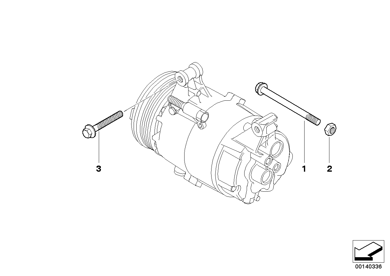 Mounting parts f air cond. compressor