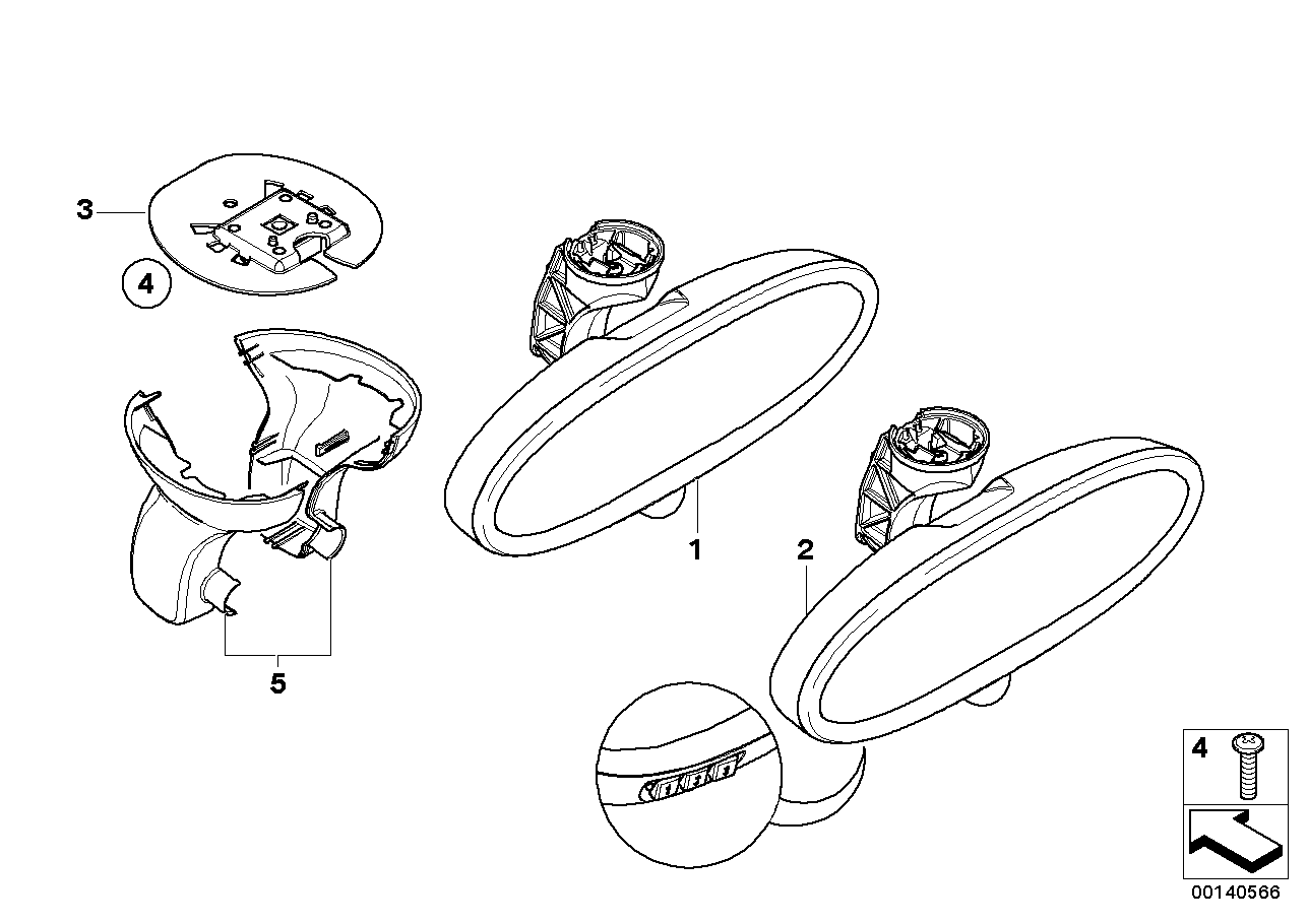 Inside mirror manually dippable