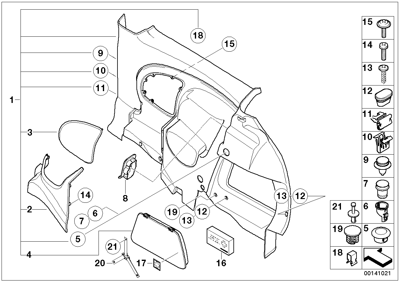 Lateral trim panel rear