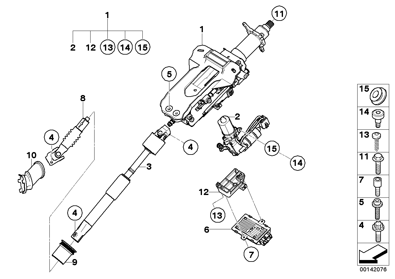 Add-on parts,electr.steering column adj.