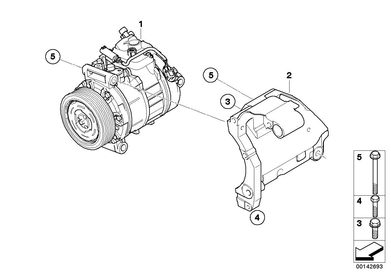 Air condit. compressor mounting parts