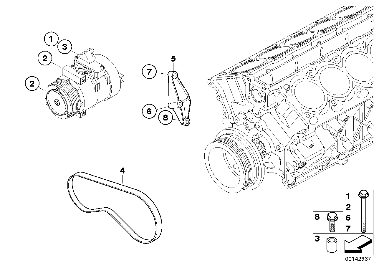 Klima komp.,-Montaj par./Kayış tahriği