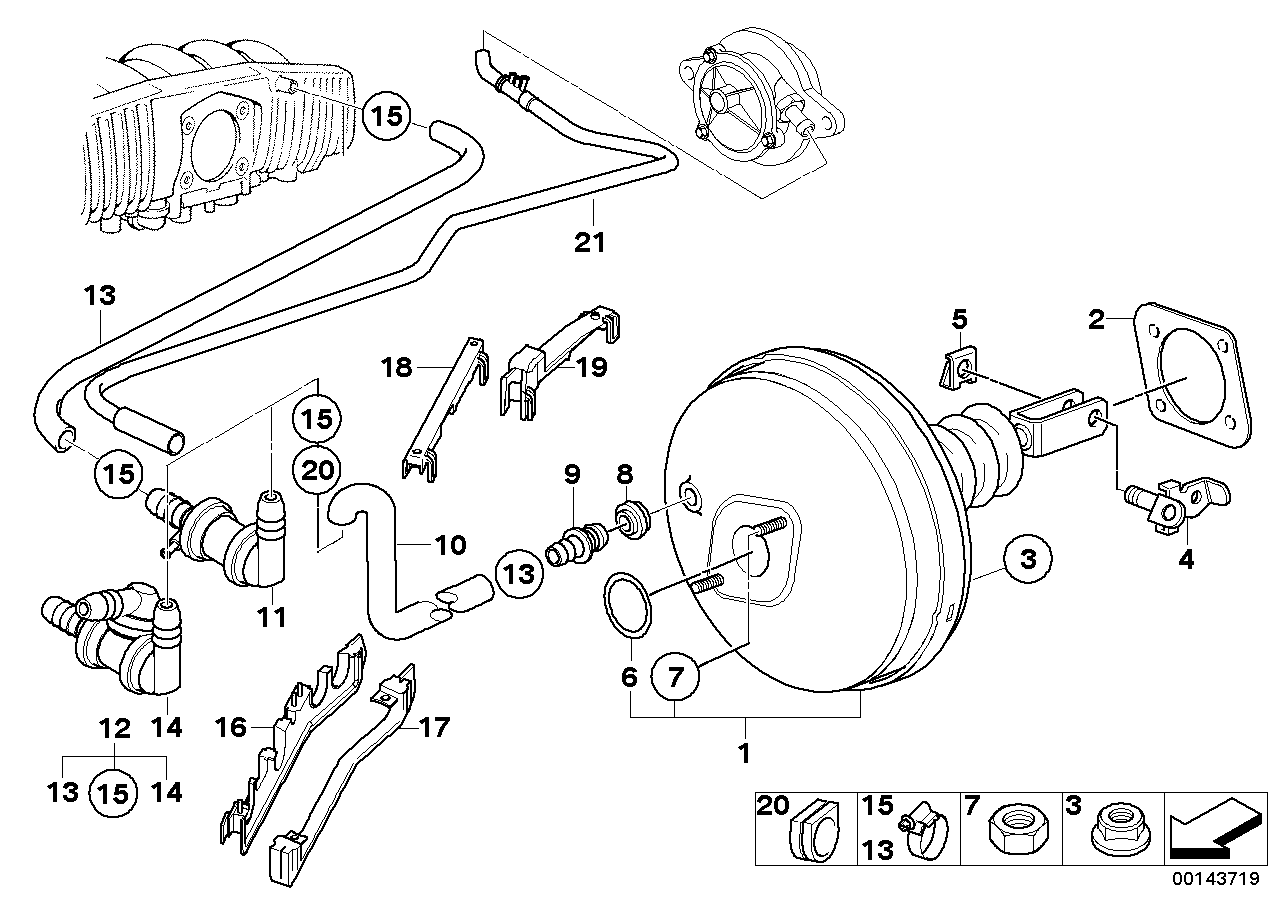 Power brake unit depression