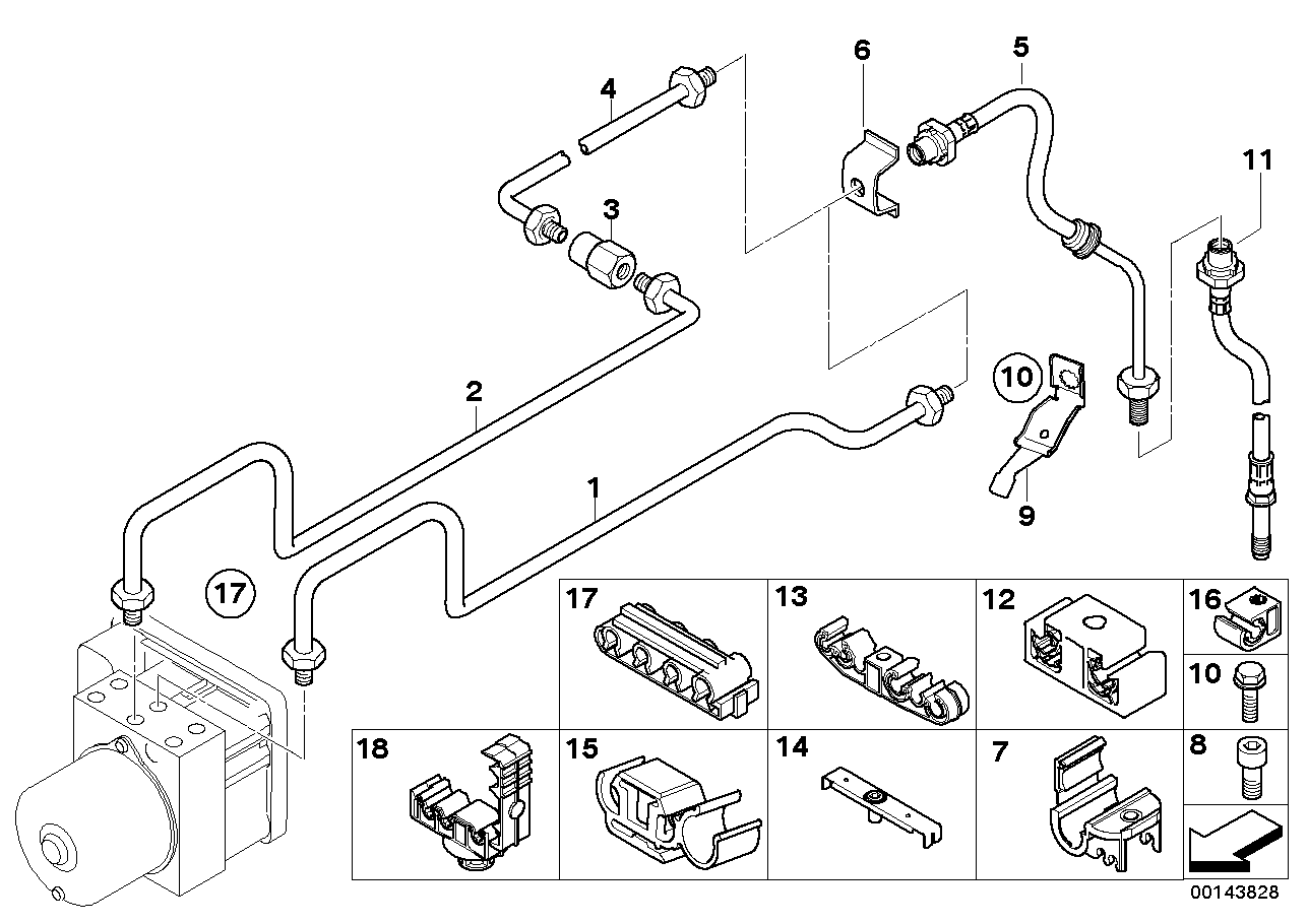 Brake pipe rear