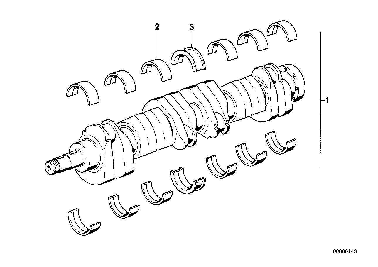 Kurbeltrieb-Kurbelwelle mit Lagerschalen