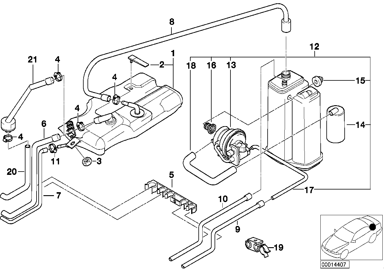 Serbatoio di compens./filtro carb.attivo