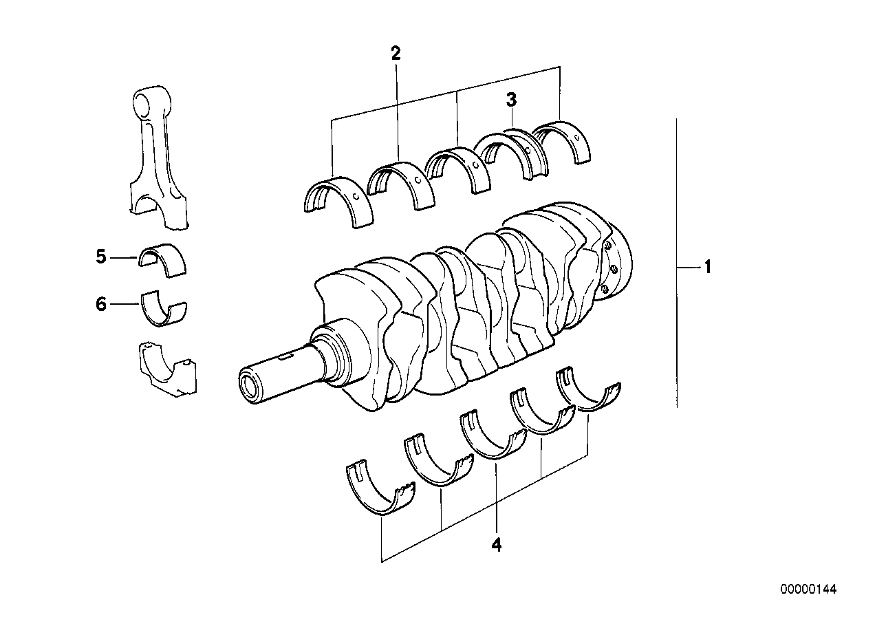 Krukas drijfwerk-krukas met lagerschalen