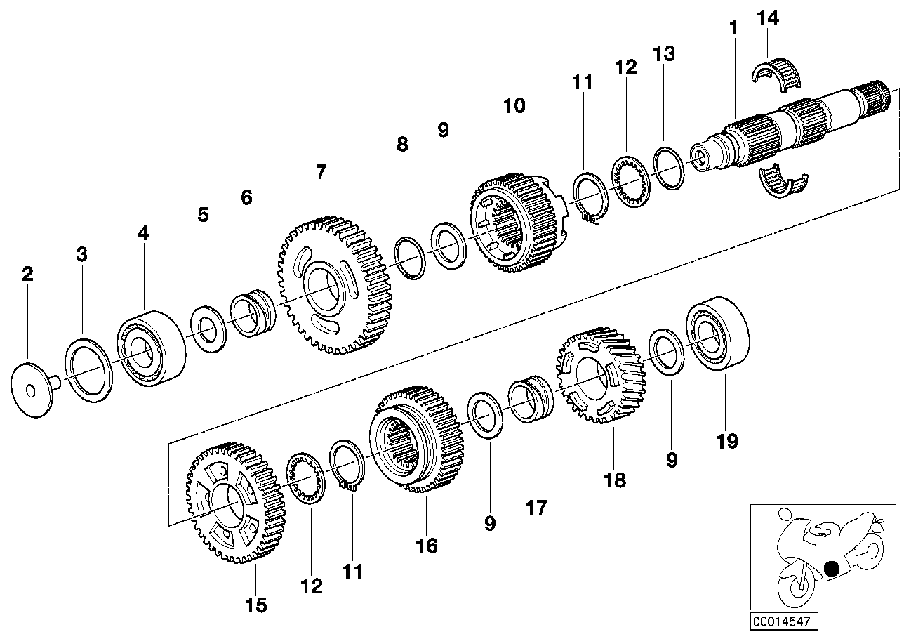 Arbre de sortie BV 5 rapports M 93, M 94