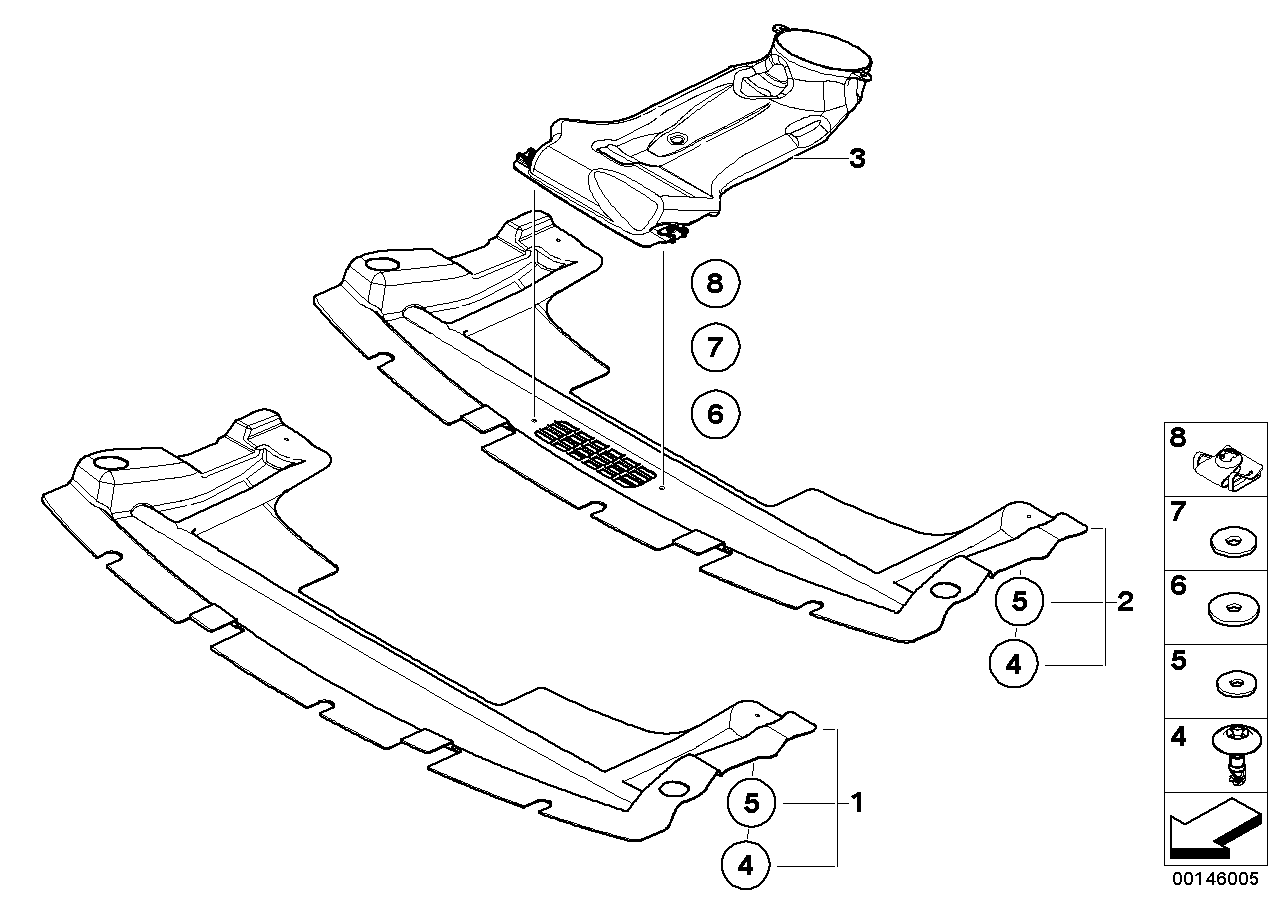 Underbody panelling, front