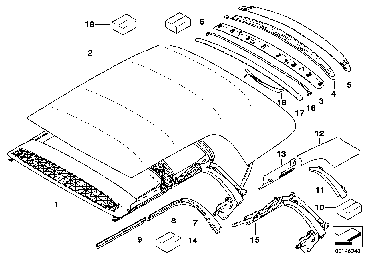 Folding top mounting parts
