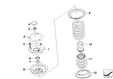 Guide support/spring pad/attaching parts
