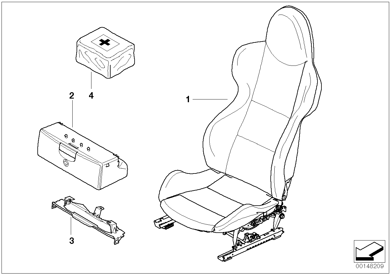 Seat, front, complete seat