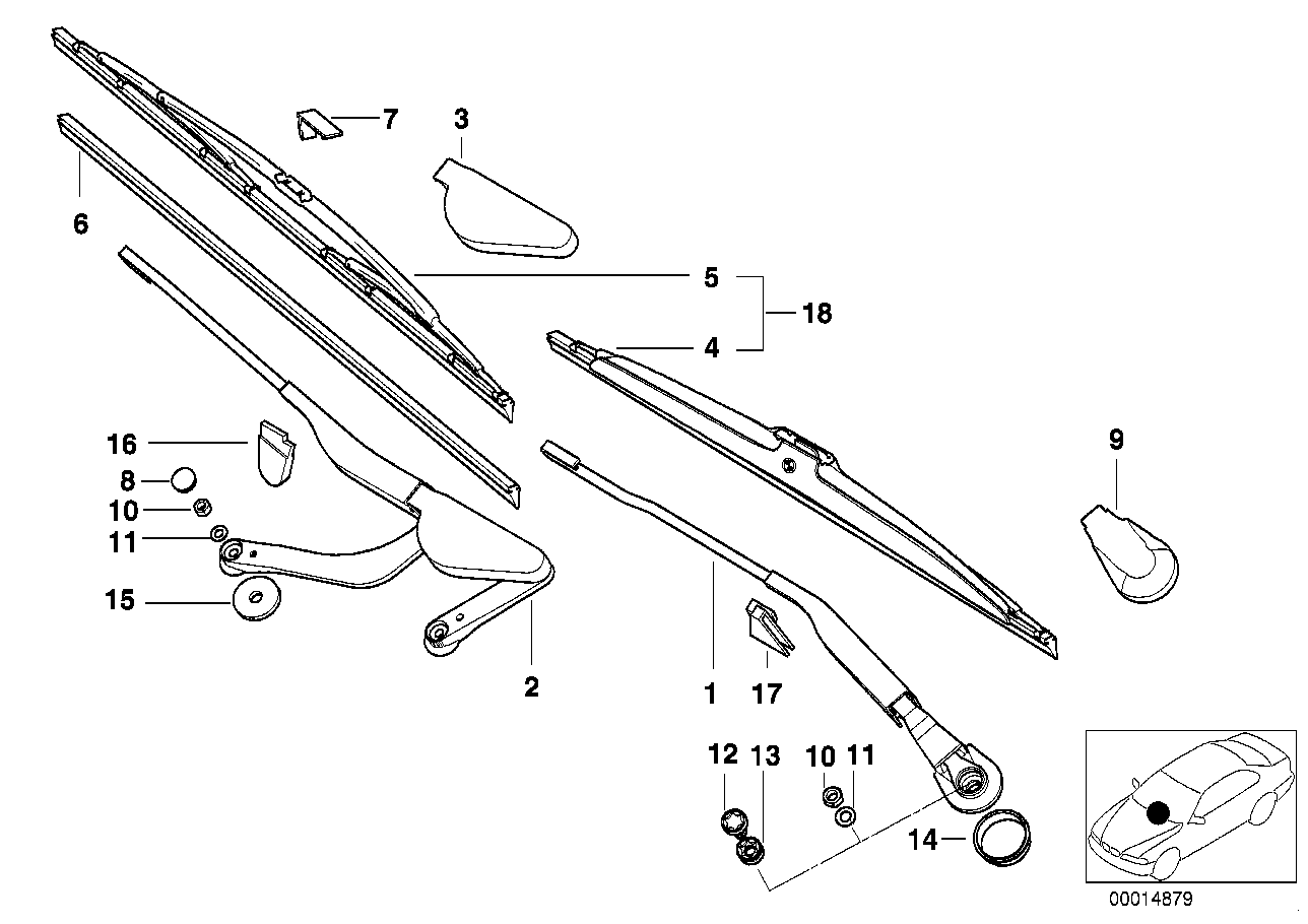 Pezzi singoli per braccio tergicristallo