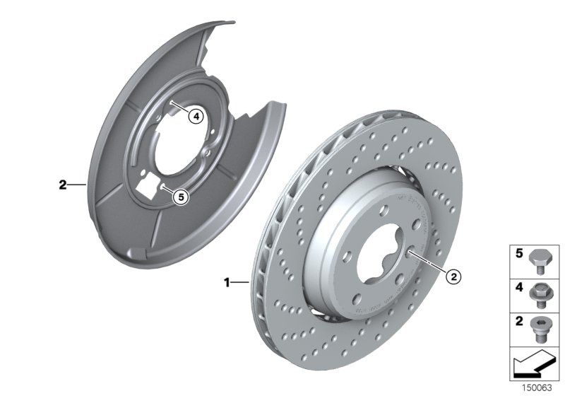 Rear wheel brake disc, perforated