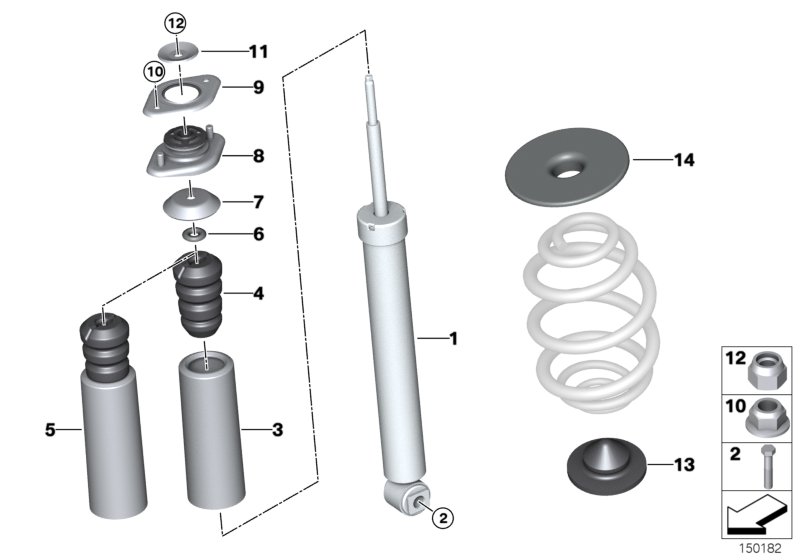 Rear spring strut mounting parts