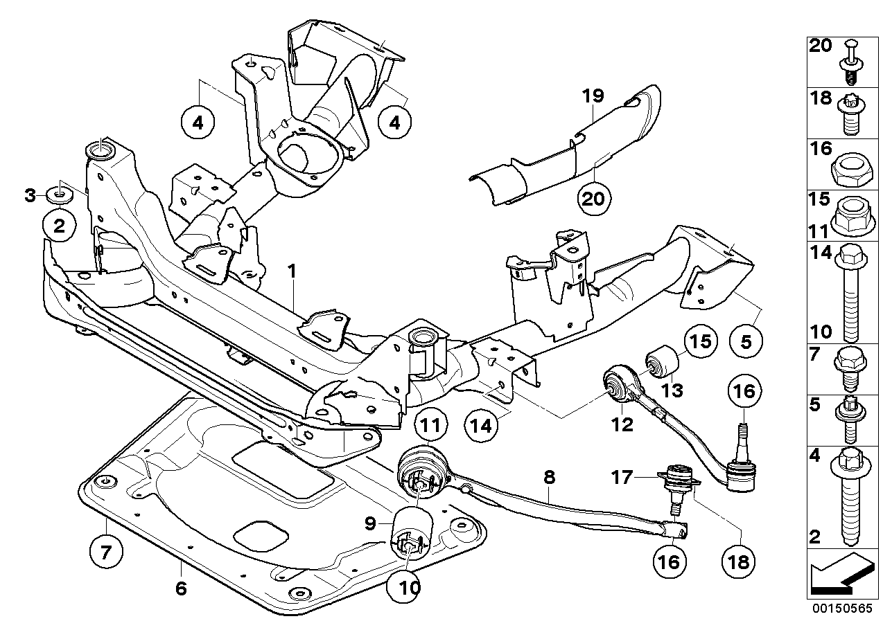 Vorderachsträger Querlenker/Zugstrebe