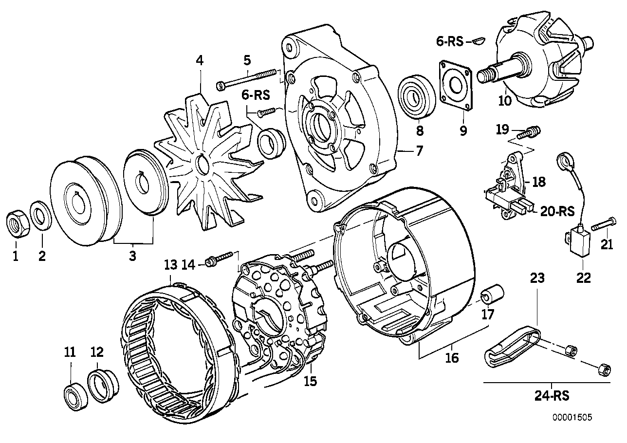 Alternador 90A - peças individuais