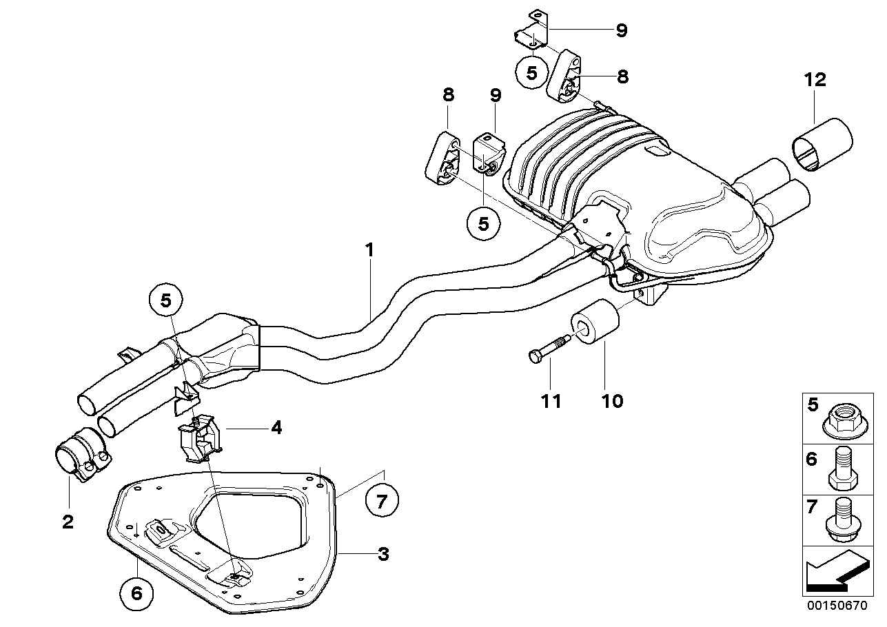 Exhaust system, rear