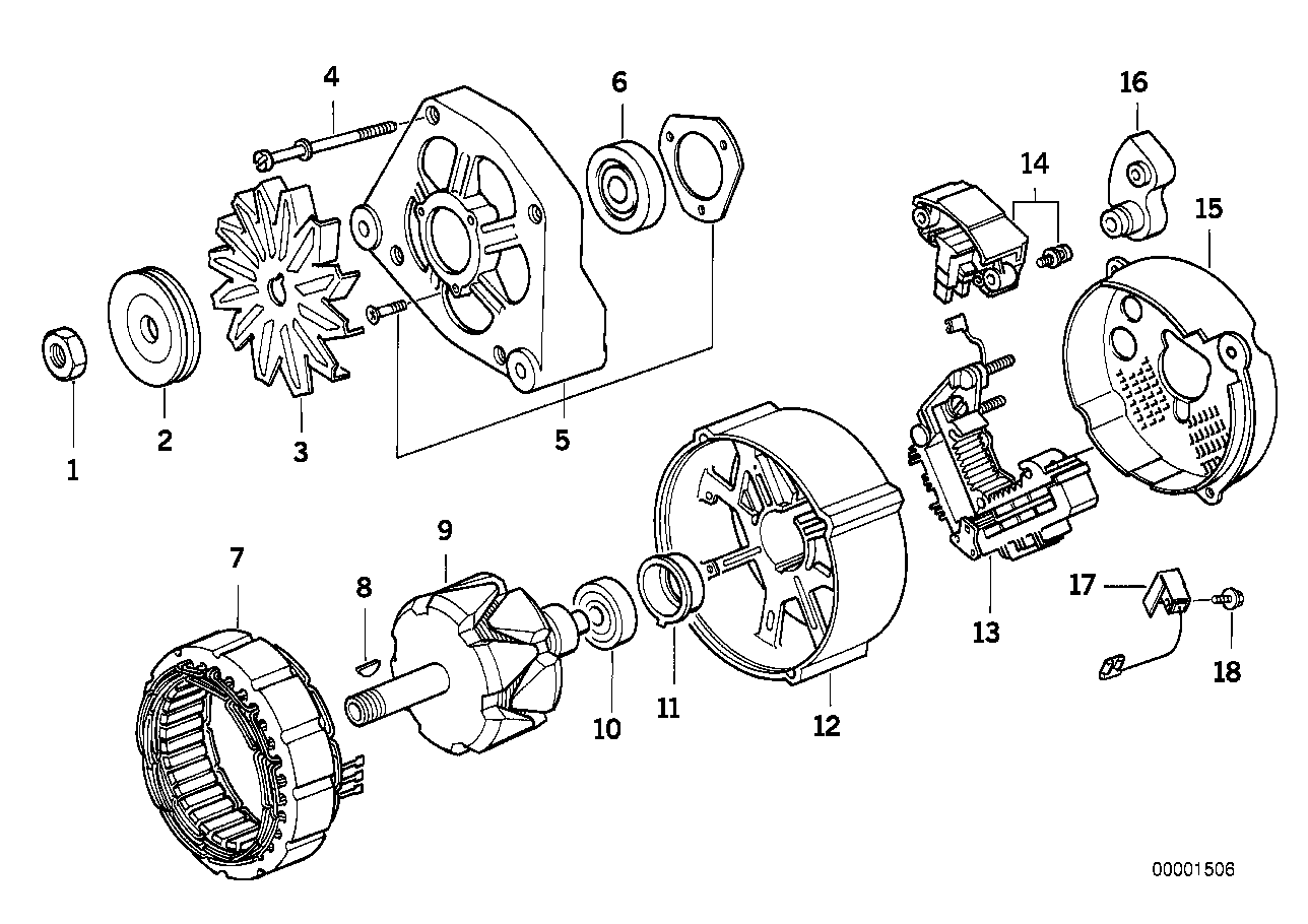 Alternador 105A - peças individuais