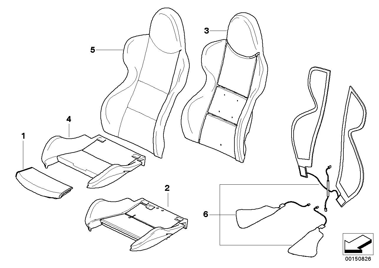 Seat, front, cushion &cover, sports seat