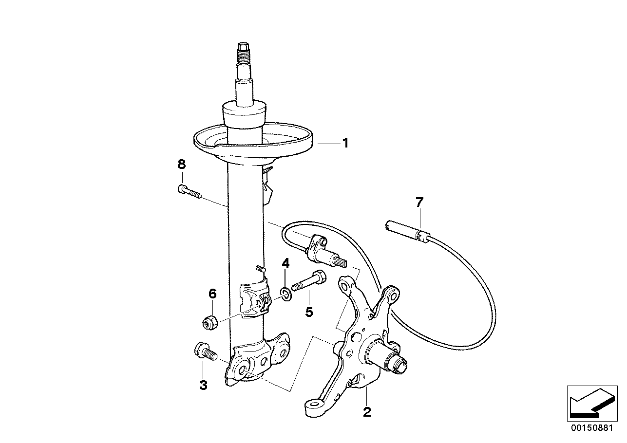 Front spring strut/shock absorber