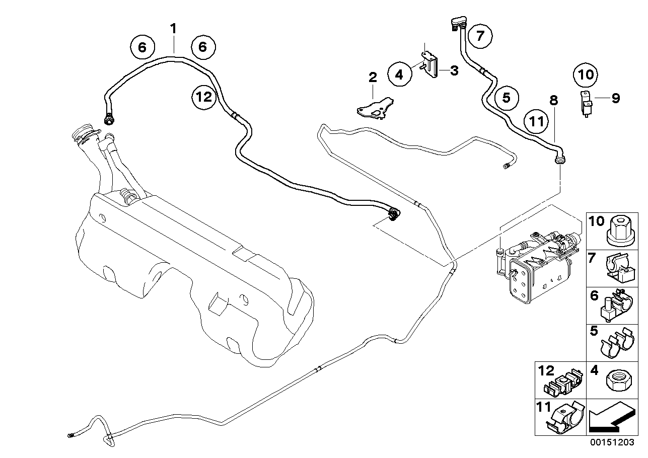 Fuel tank ventilation/Attaching parts