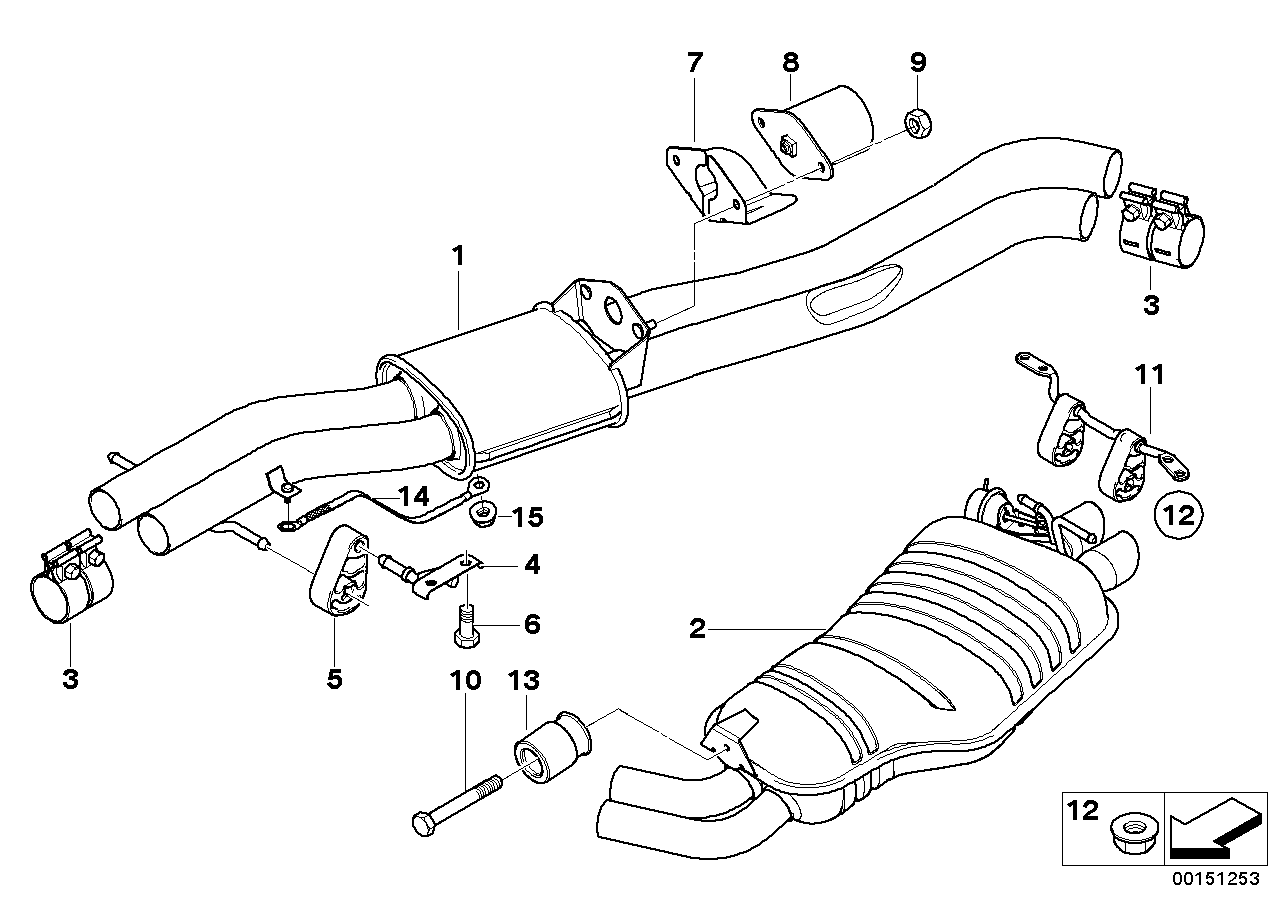 Exhaust system, rear