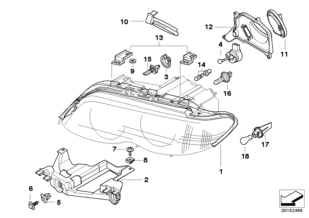 Einzelteile Scheinwerfer