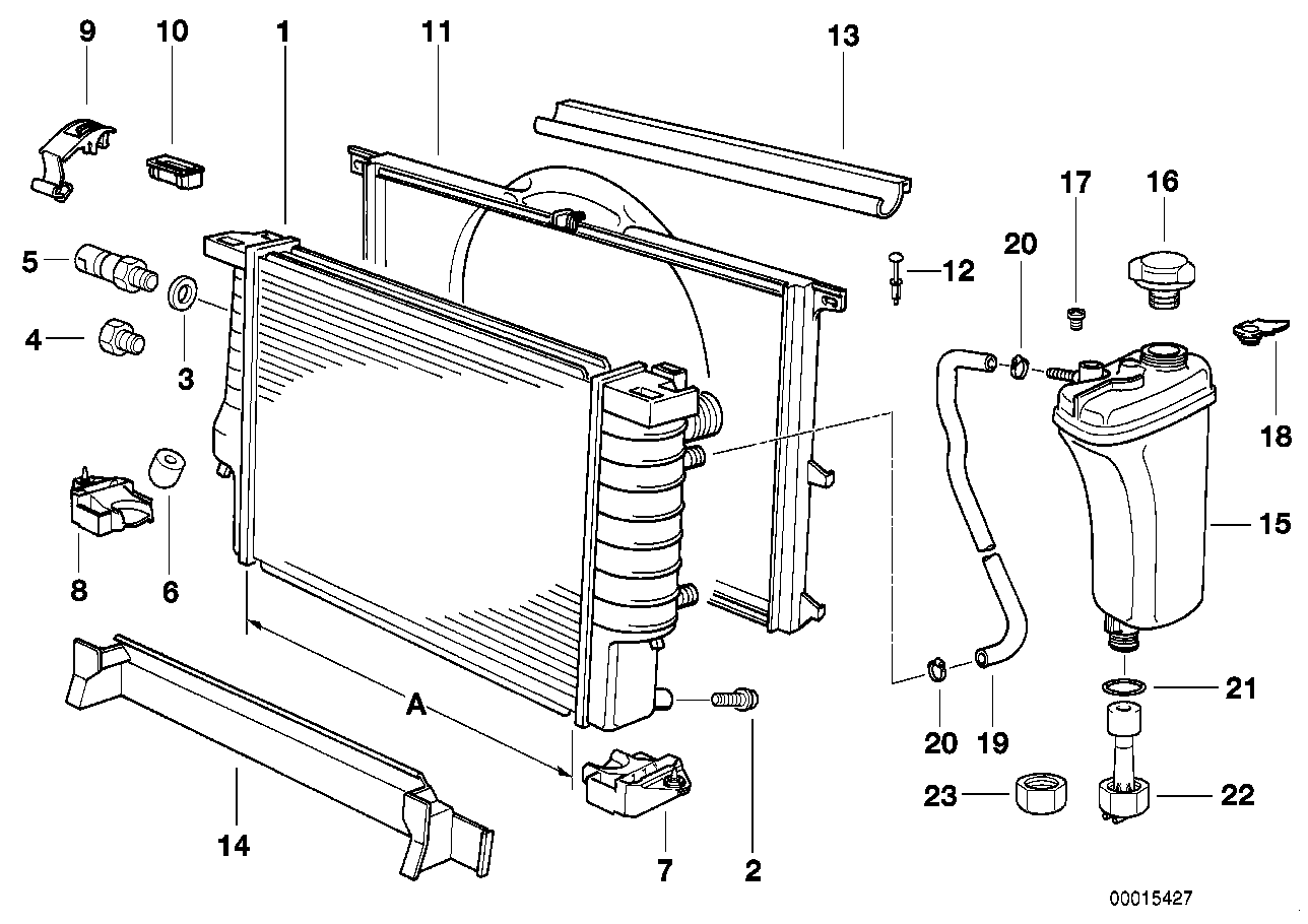 Radiator/expansion tank/frame