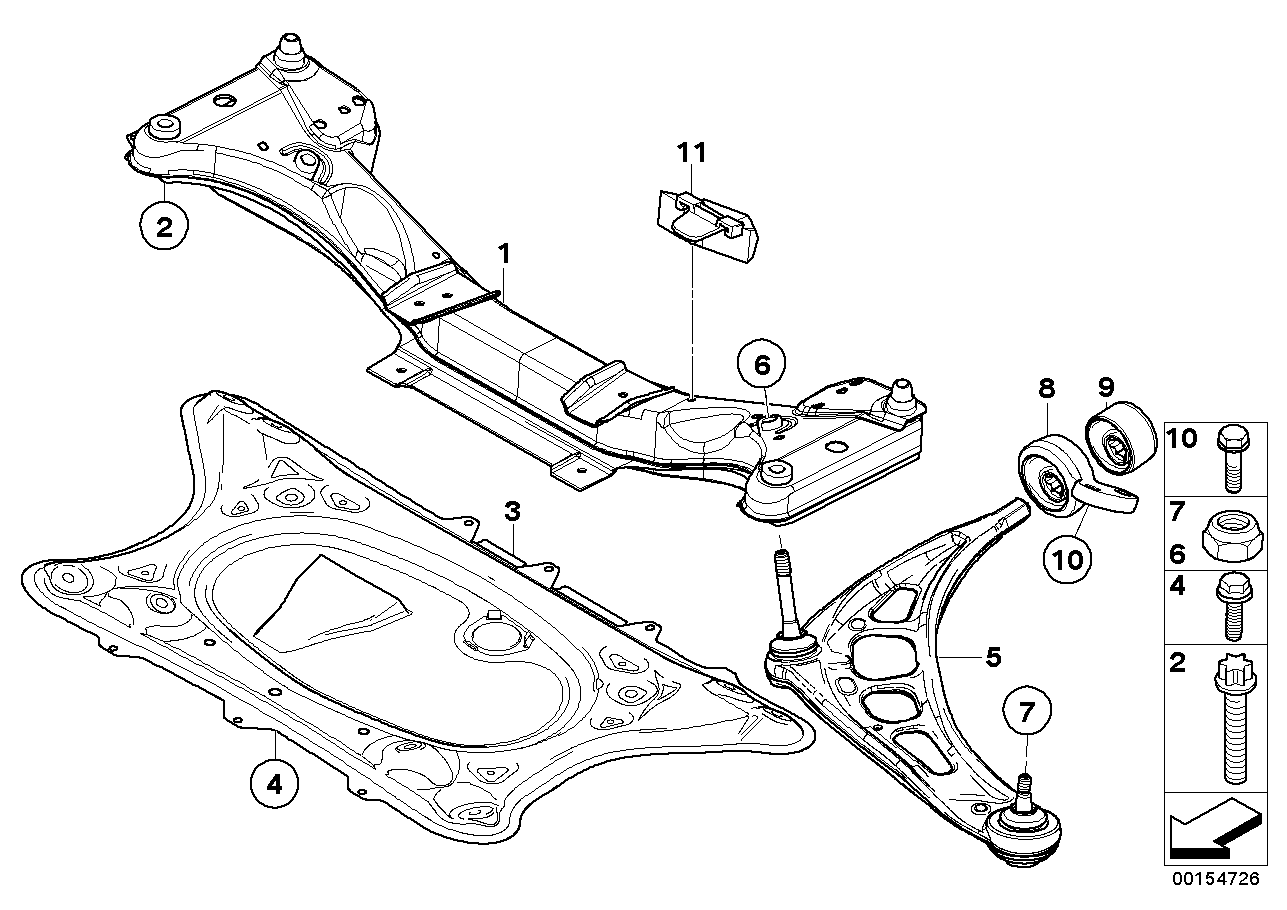 Front axle support/wishbone