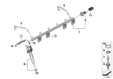 High-pressure rail/injector/line