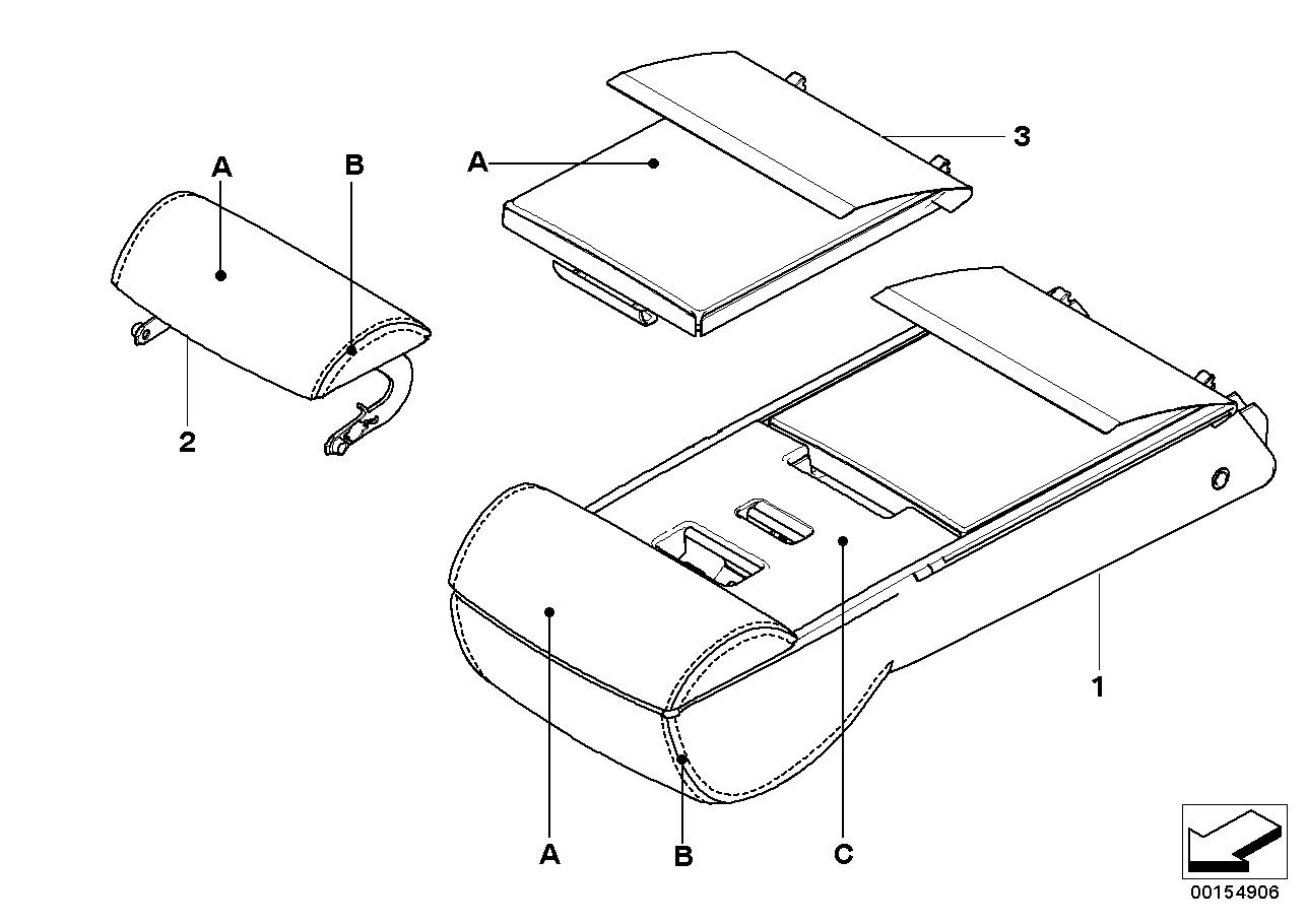 Individual armrest of rear sports seat