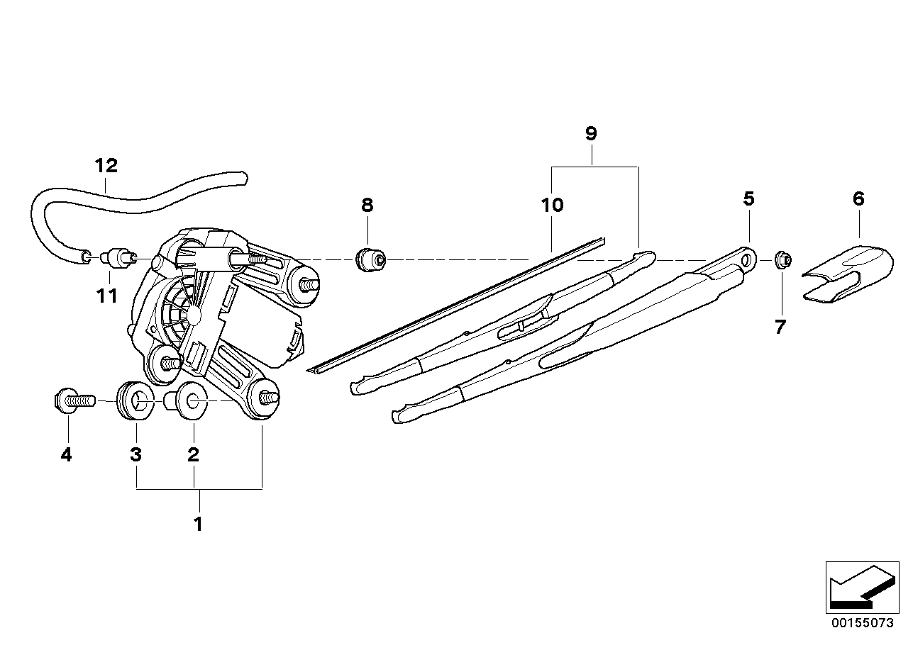 Composants d'essuie-glace de lunette ar