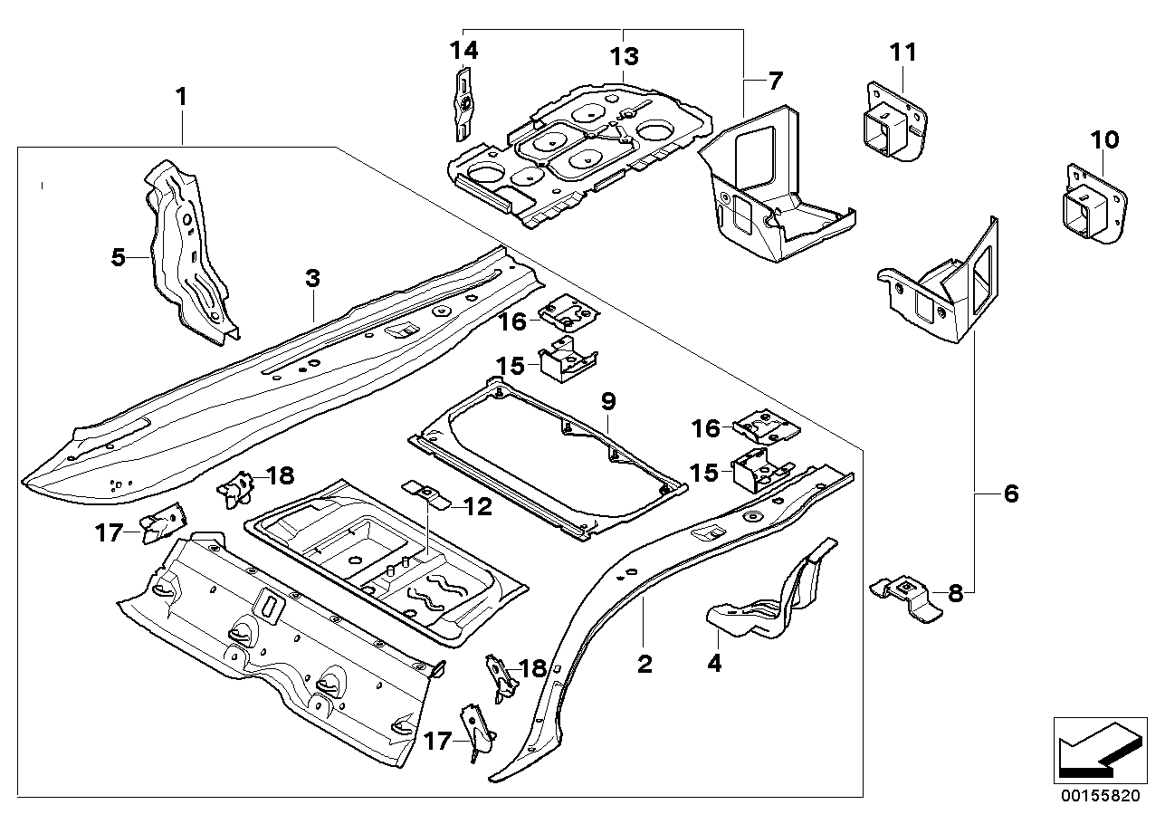 Mounting parts for trunk floor panel