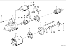 Marş motoru, Münferit parçalar 1,7kW