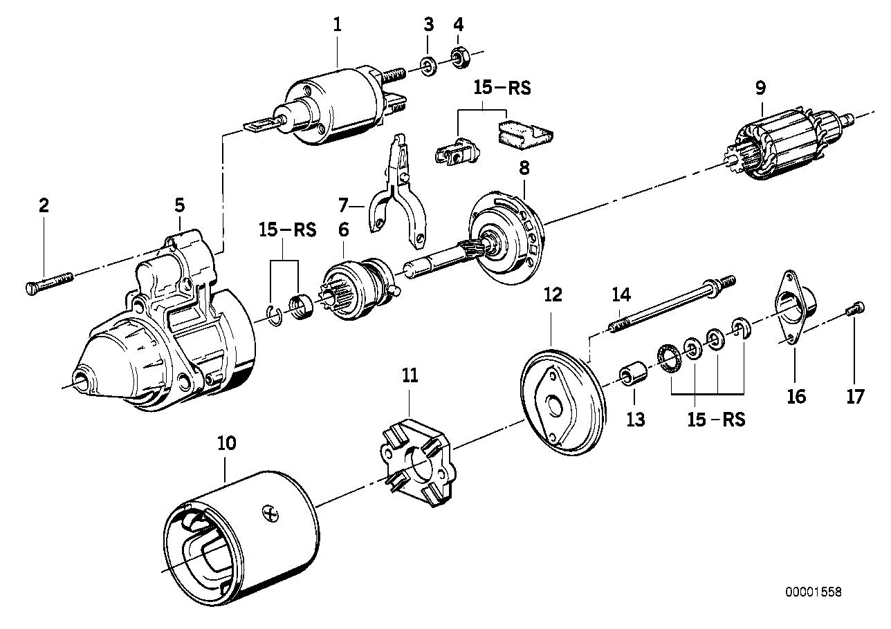 Startmotor detaljer 1,7kw