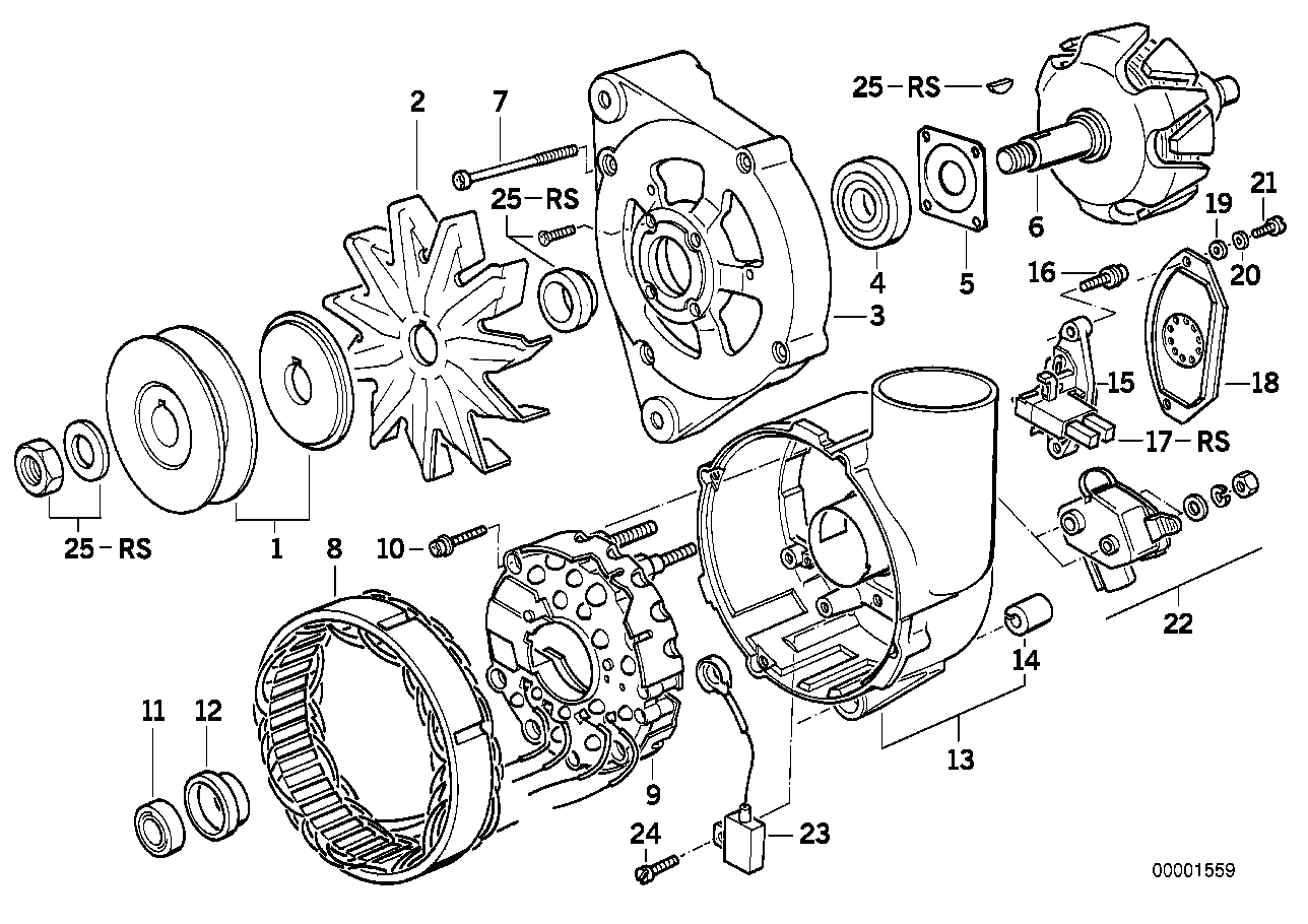 Alternador 90A - peças individuais