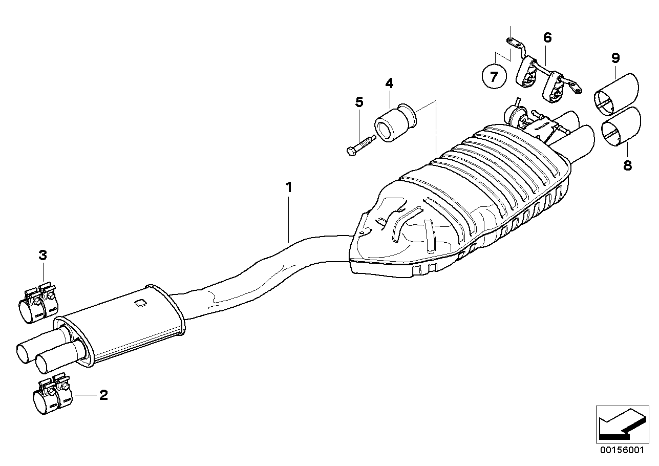 Exhaust system, rear