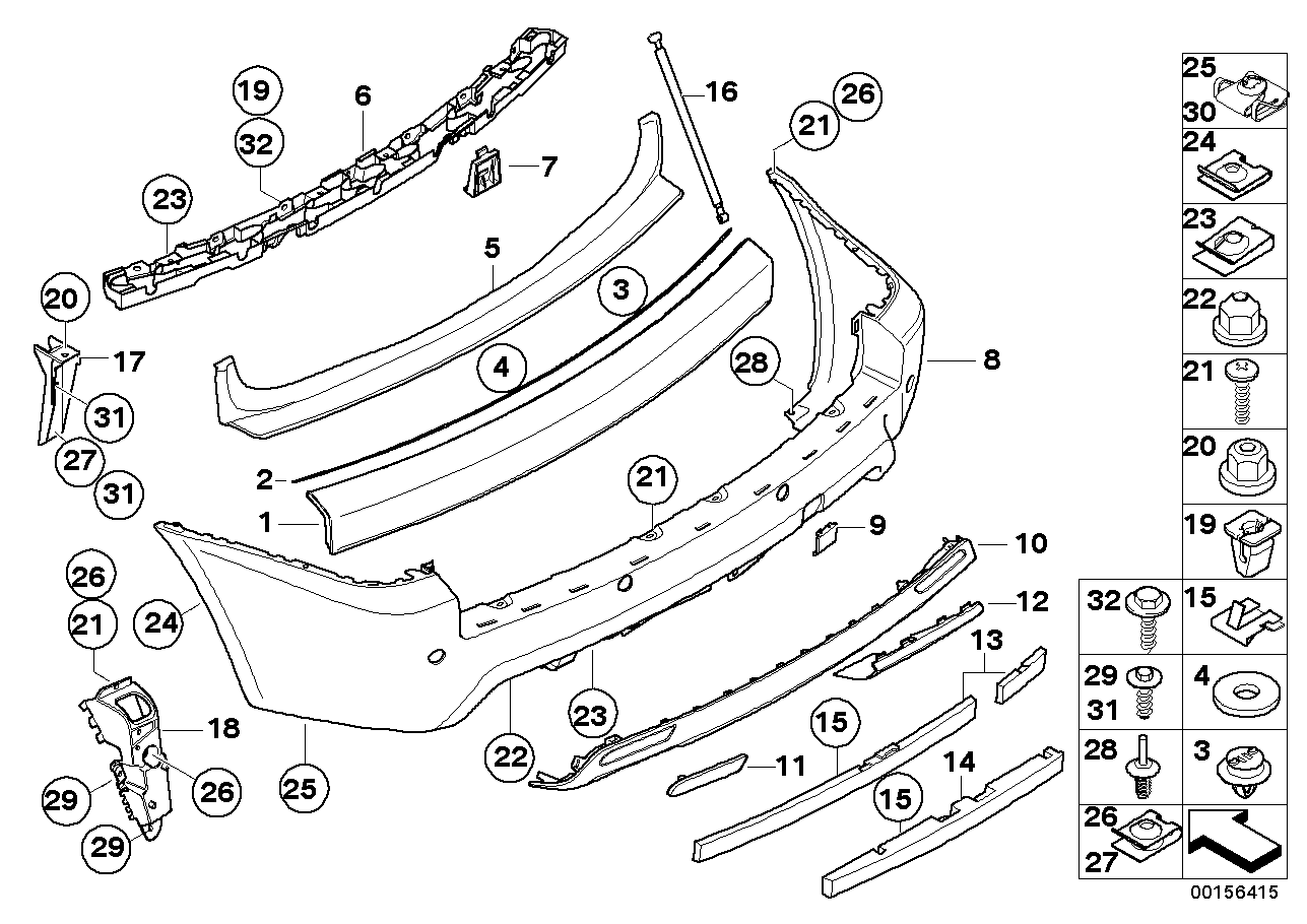 Na-inbouw M aërodynamicapakket, achter