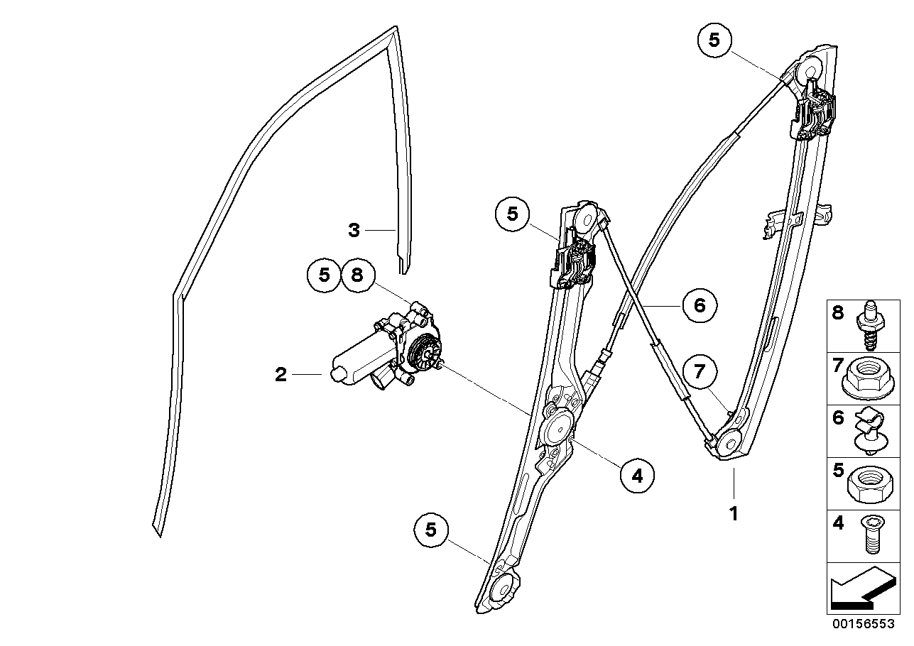 Door window lifting mechanism front