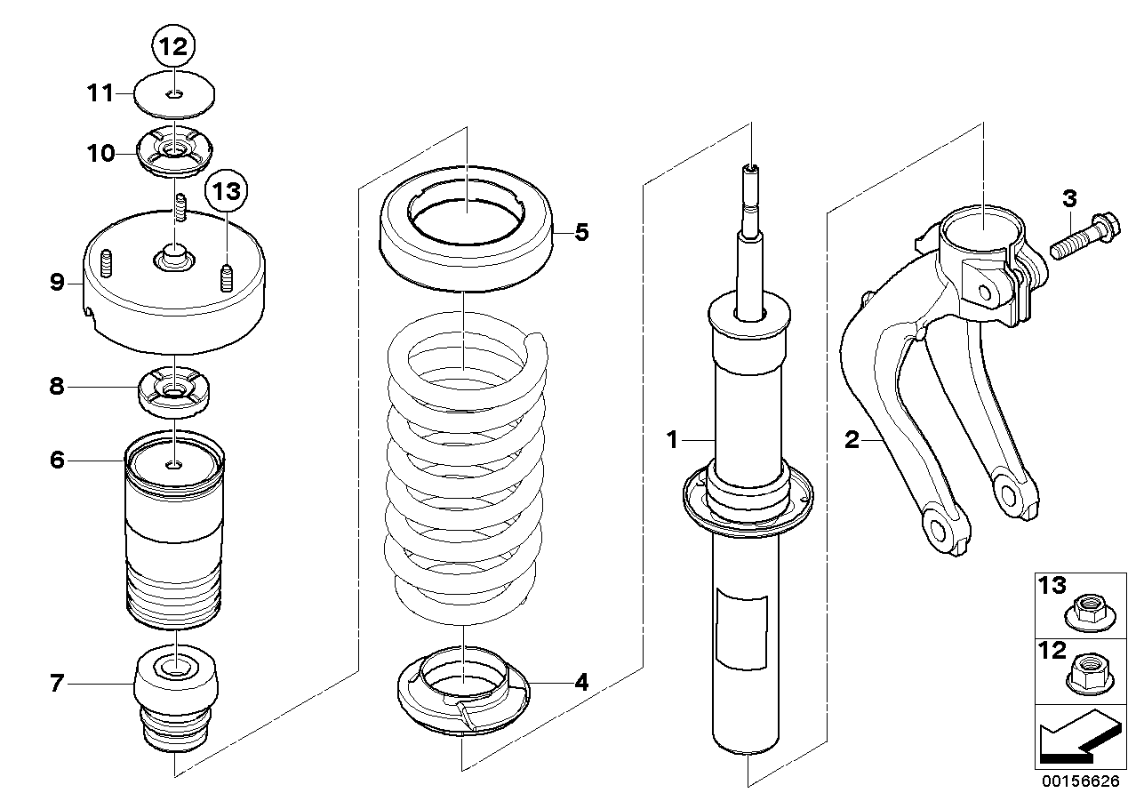 Pieces de jambe de suspension avant