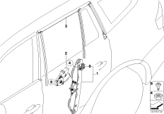 Okenní mechanismus dveří zadní
