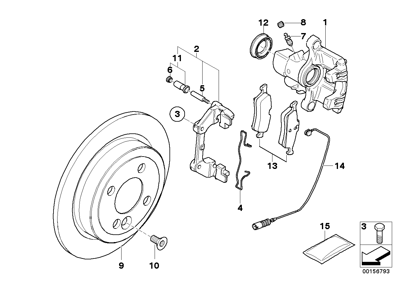 Sensor pastilha de travão roda tras.