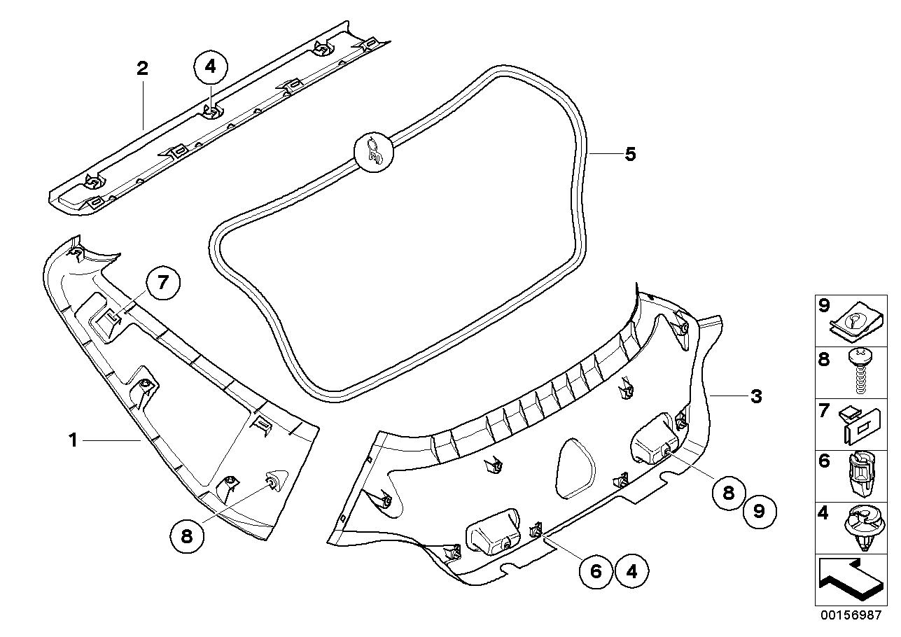 Trim panel, trunk lid