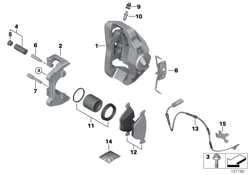 Framhjulsbromsbromsbelägg-sensor