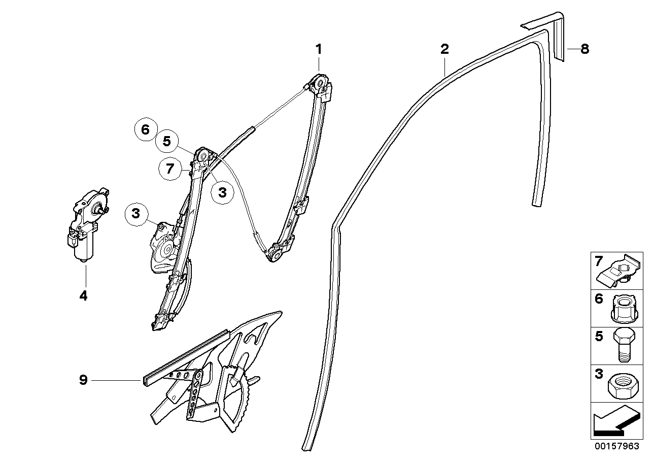 Door window lifting mechanism front