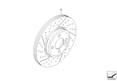 Front wheel brake disc perforated