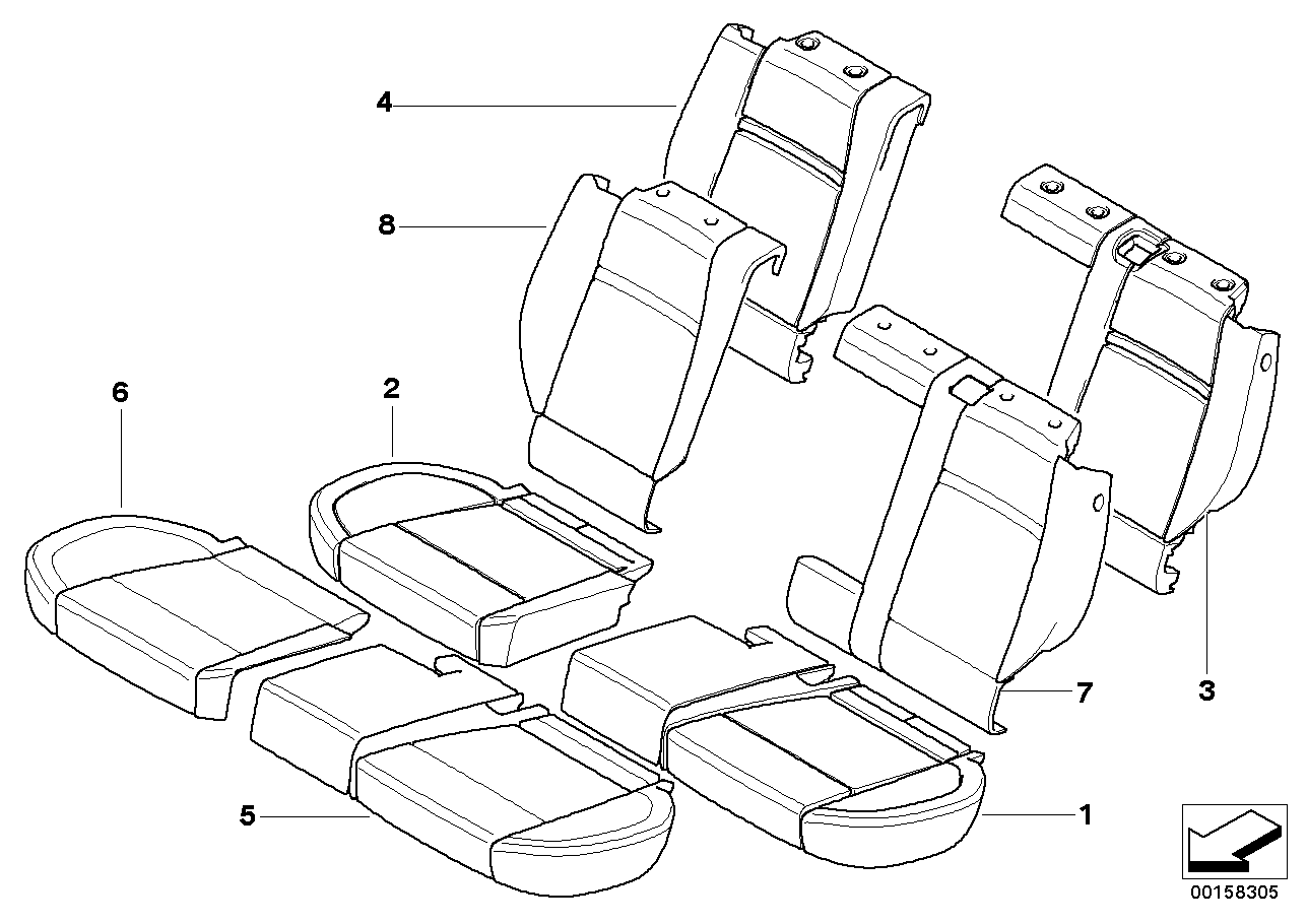 Seat, rear, cushion, & cover, basic seat