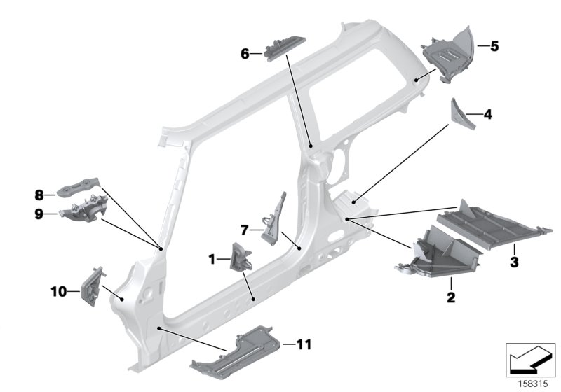 Cavity shielding, side frame