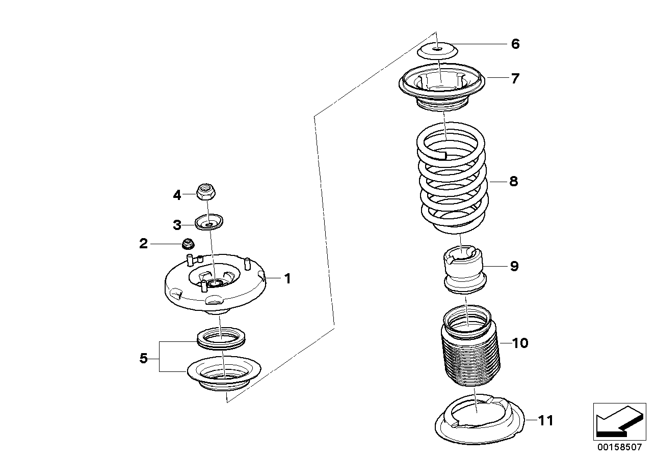 Coil spring/guide support/attach.parts